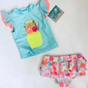 NEW Wetsuit 18/24m swim set pineapple neon summer blue yellow